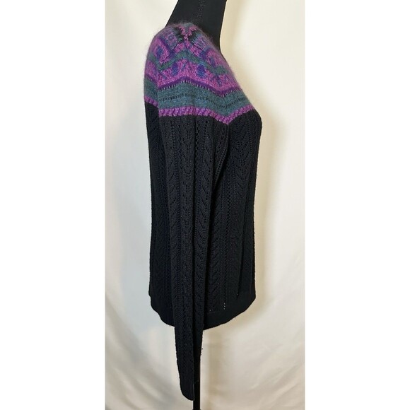Lauren Ralph Lauren Fair Isle Merino Wool Blend Open Knit Sweater Women's LARGE - Picture 4 of 11